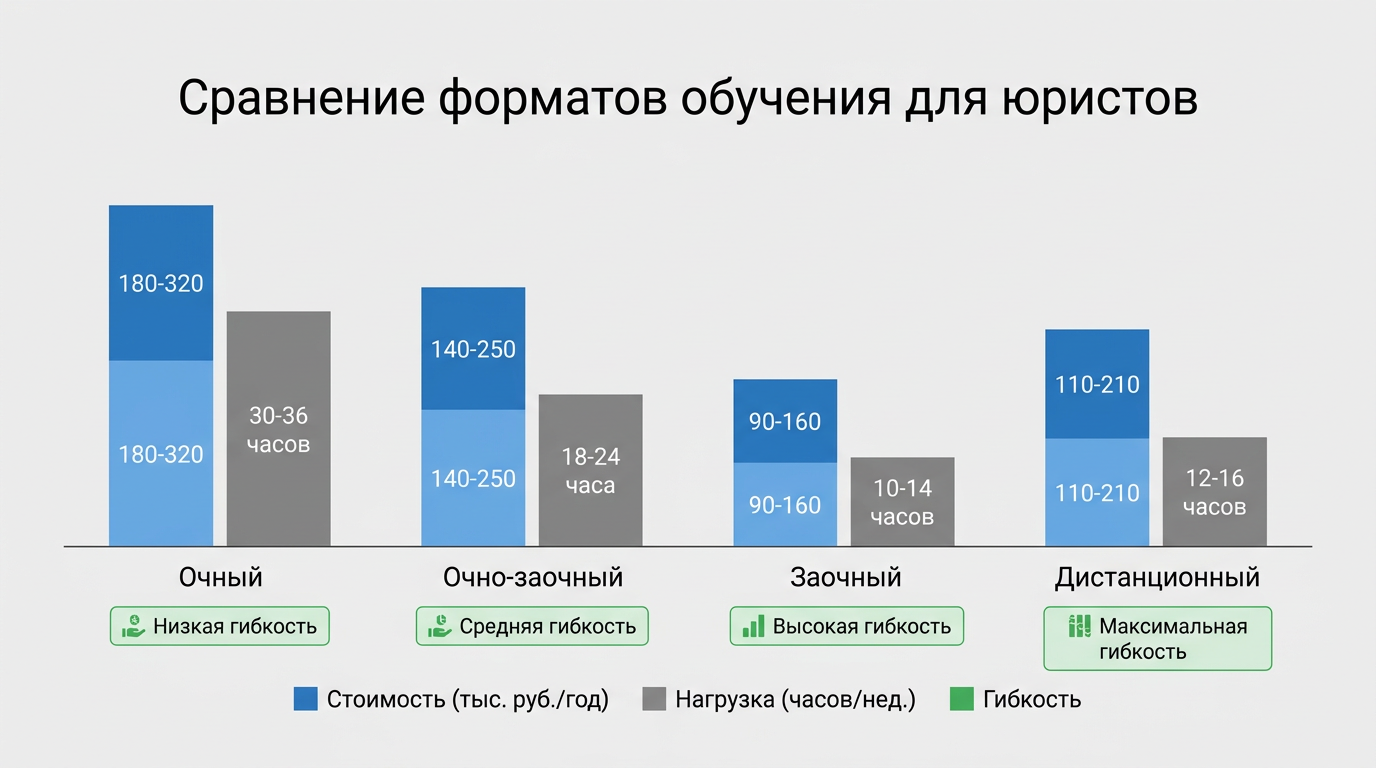 Сравнение форматов обучения для юристов